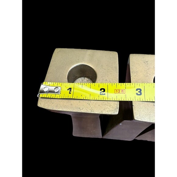 Square Double Inverted Pyramid Shape Brass Candlesticks MCM Lot Of 3 - 8” & 6.5” - Picture 4 of 10